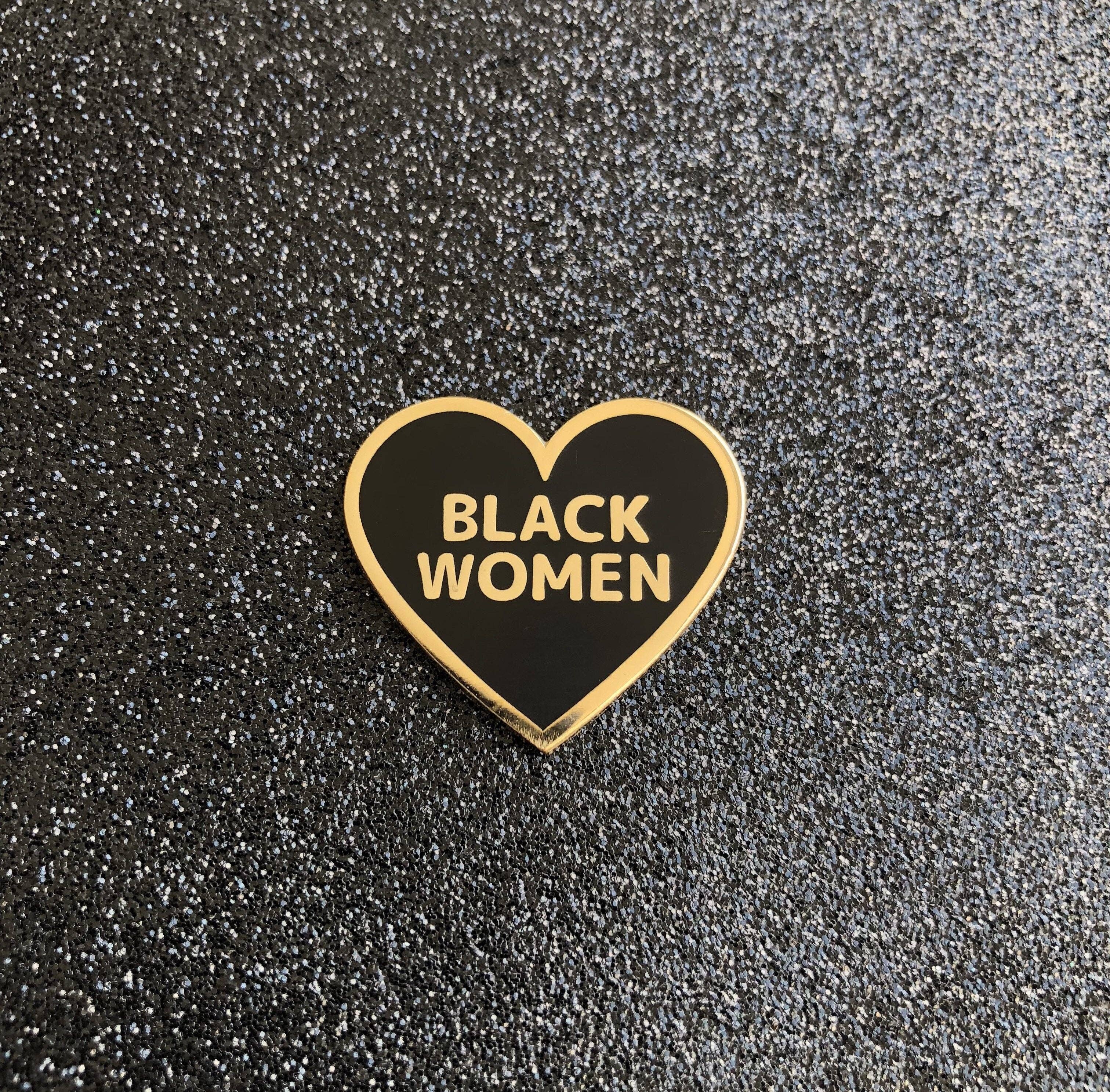 Love Black Women Lapel Pin - Black