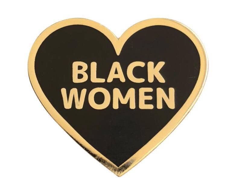 Love Black Women Lapel Pin - Black