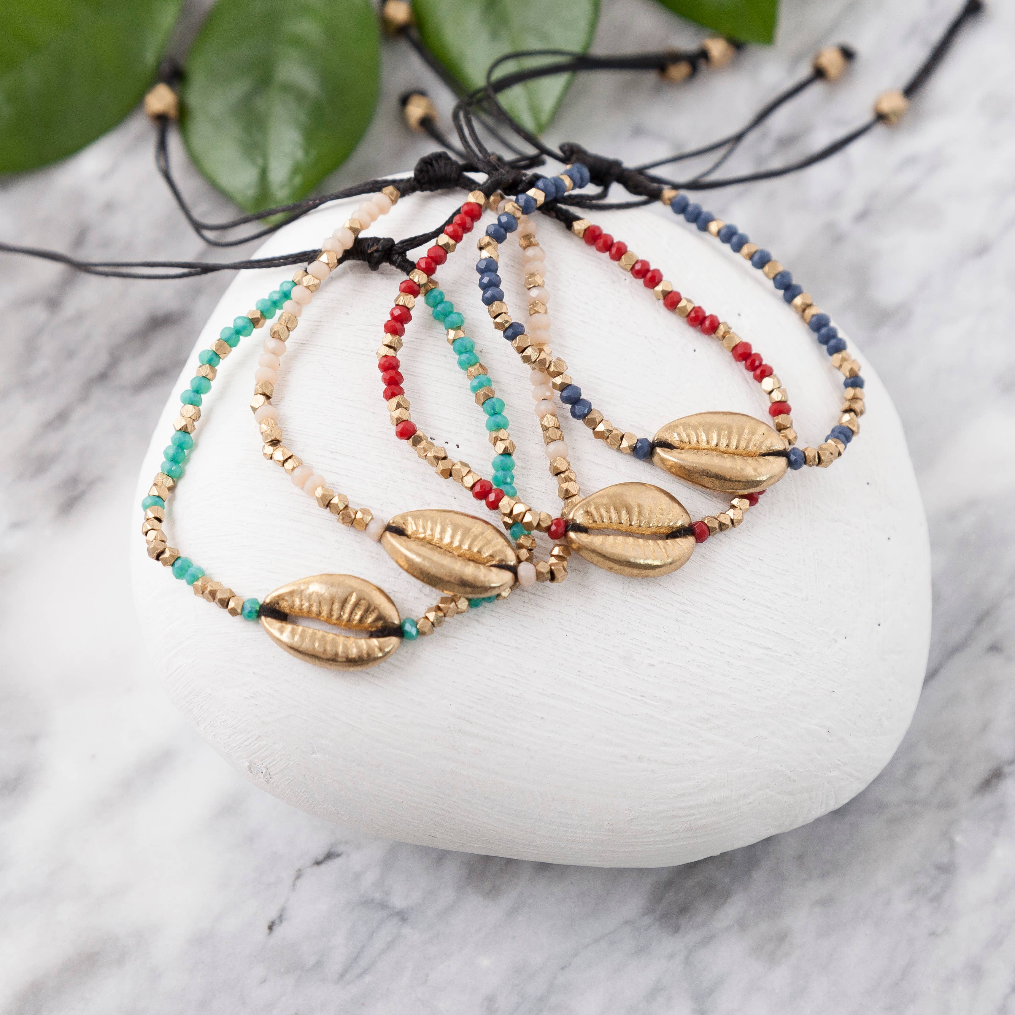 Cowrie Shell Bracelet: Red