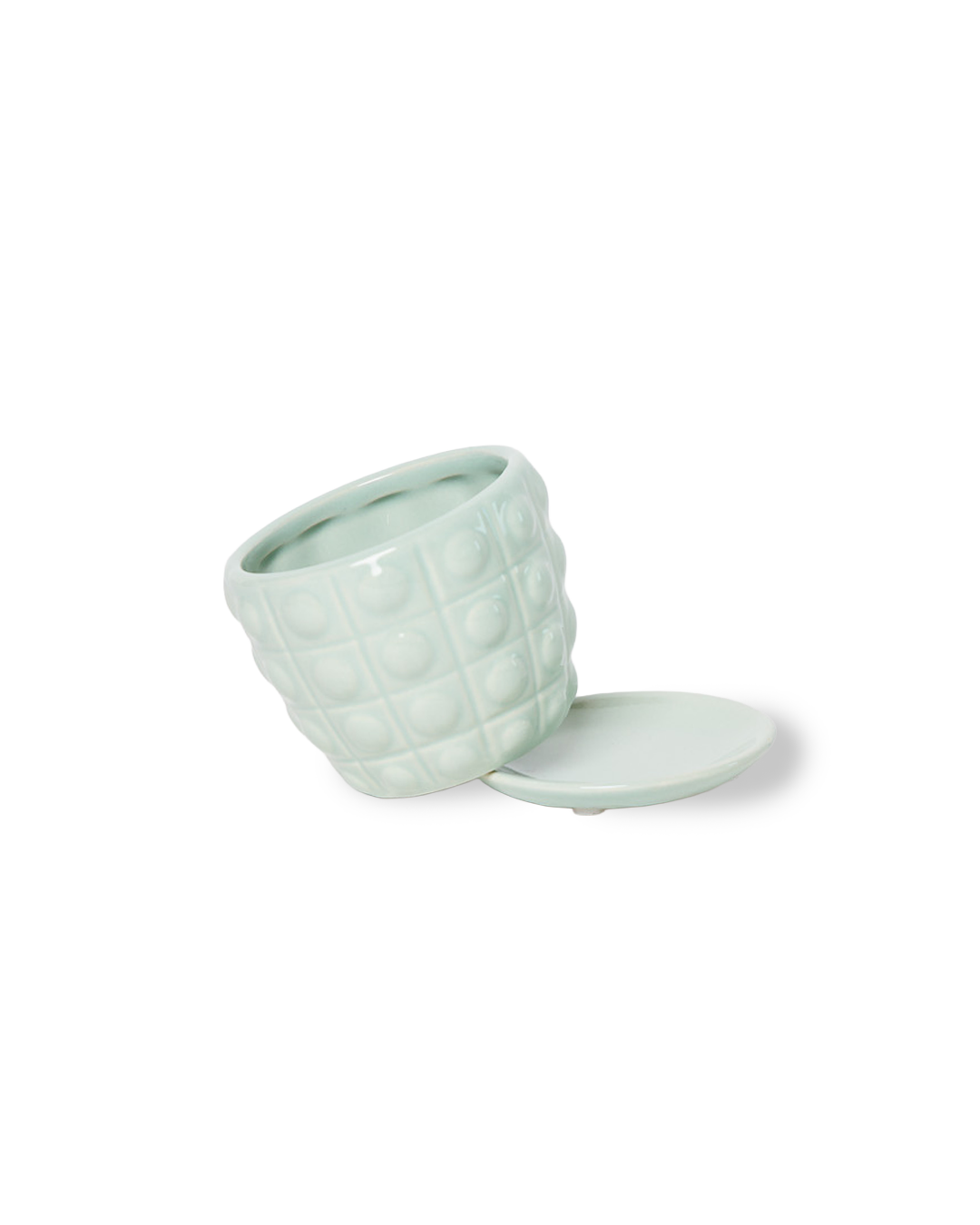 Textured Planter With Saucer: Mint