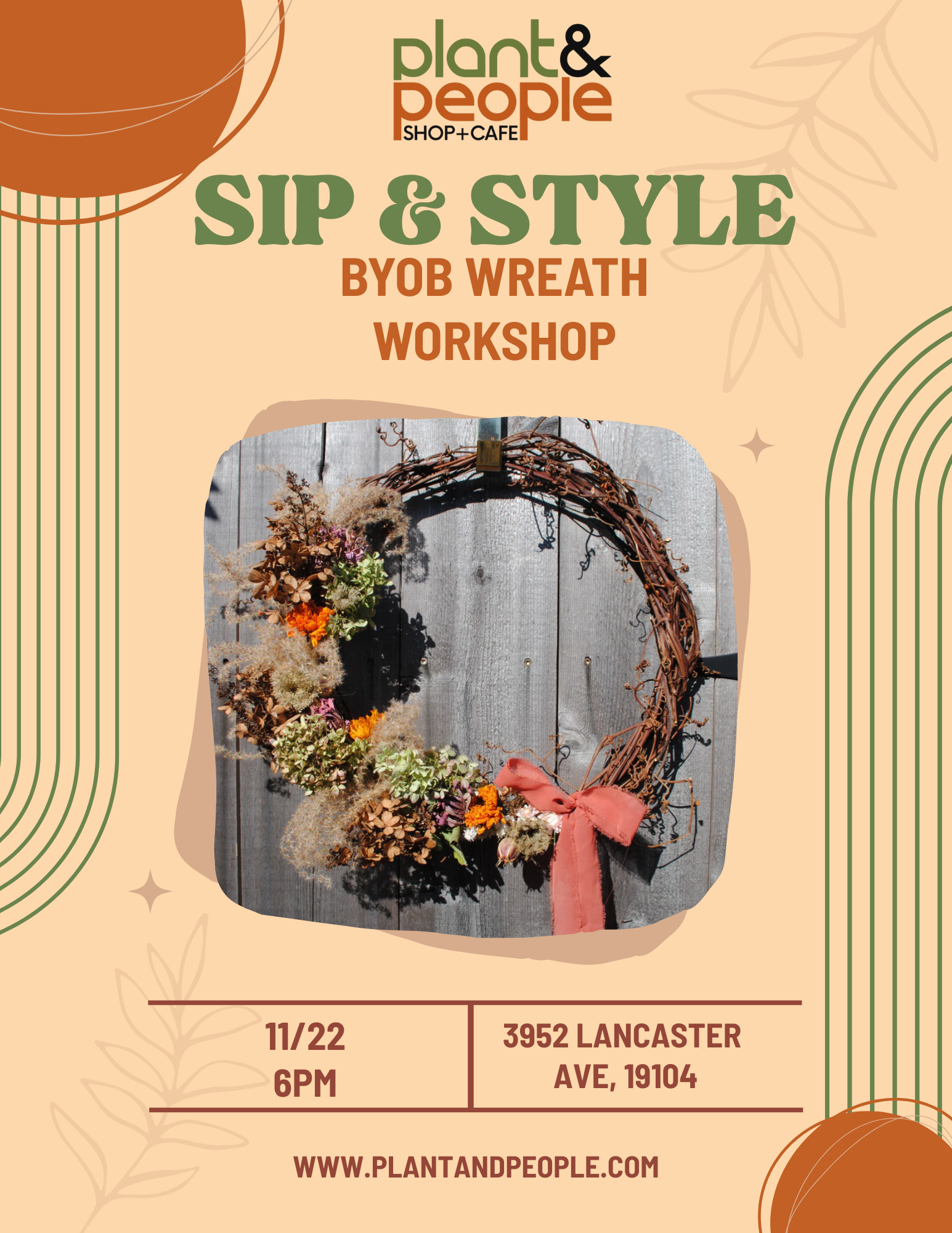 Sip and Style: BYBO Dried Wreath Decorating 11/22