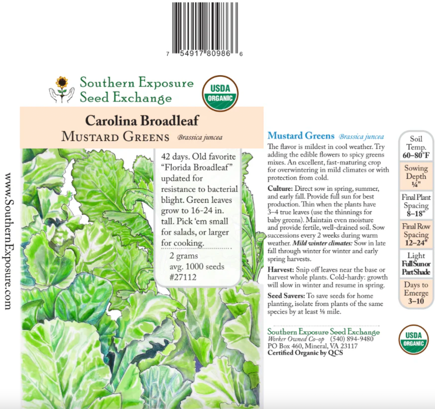 Carolina Broadleaf Mustard Greens